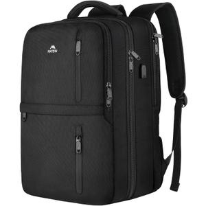 MATEIN Extra Large 45L Travel Laptop Backpack, Airline Approved Carry on Backpack with USB Port & Shoe Compartment, Water Resistant Luggage College Overnight Weekender Travel Bag Fit 18" Laptop, Black