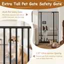 55'' Extra Tall Cat Gate, 34.2"-38.2" Wide Auto Close Tall Pet Gate for Doorways, Pressure Mounted High Dog Door Gate No Drilling Cat Fence Safety Baby Gate for Stairs, Doorways, Black