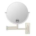 Wall Mounted Makeup Mirror, 1x/10x Double-Side Magnifying Mirror 8 Inch Vanity Mirror, 360 Extendable Arm Wall Mirror, Bathroom Mirror for Makeup or Shaving Nickel (Brush Nickel-no Lights)