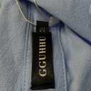 GGUHHU Womens Chic Button Down Rolled-Up Sleeve Long Cotton Blouse Maxi Dress (Medium, Light Blue)