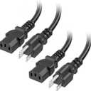 [UL Listed] Cable Matters 2-Pack 16 AWG 3 Prong Long Computer Power Cord - 15ft, 13A Monitor Power Cord Replacement, AC Cable, NEMA 5-15P to IEC C13, Black