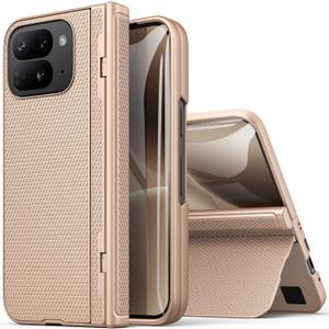 for Google Pixel 10 Pro Fold Case, Slim with Stand, Front Screen Protector, Hinge Protection, 360 Full Body Rugged Hard Cover, Drop Protective Phone Case for Google Pixel 10Pro Fold, Rose Gold