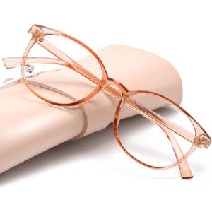 miyya Blue Light Blocking Glasses Women, Fashion Round Transparent Anti Blue Light Glasses with Anti Eyestrain & UV Glare (Orange)