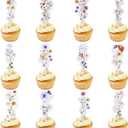 36pcs Baby Shower Cupcake Toppers, Wildflower Birthday Party Decorations Flower Cake Toppers Floral Cupcake Picks Decor for Girls Women Decoration