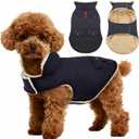 ASENKU Warm Dog Winter Coat, Waterproof Dog Coat for Cold Weather, Fleece Dogs Jacket with Ultra Thick Plush Lining Leash Hole Storage Pockets for Small Dogs (Navy Blue, Small)