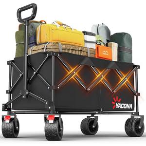 Extra Large Collapsible Wagons Carts Foldable, 450lbs Heavy Duty Folding Beach Wagons with Big All-Terrain Wheels, Utility Wagon Carts for Groceries, Outdoor Camping, Shopping, Beach, Garden
