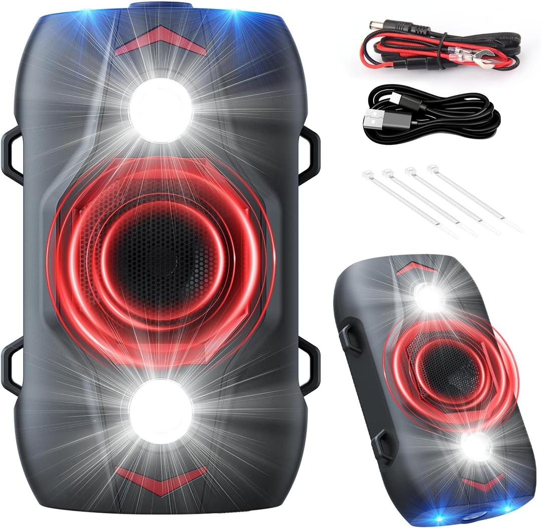 Ultrasonic Rodent Repellent for Car Engines, Under Hood Mouse Repellent with 4 LED Strobe Lights, USB Powered, Keep Rats, Mice and Squirrels Away from Vehicles, RVs, Garages, Attics (2, Black)