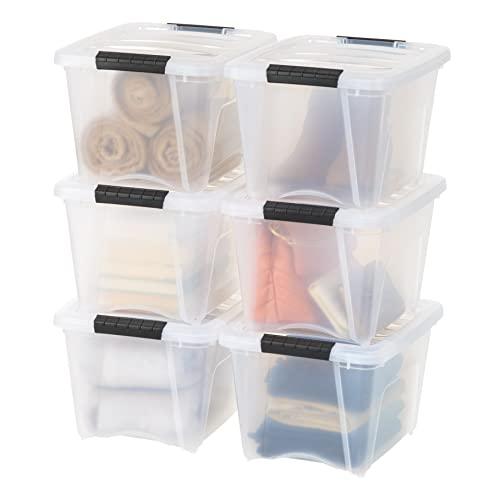 Amazon.com - IRIS USA 19 QT Plastic Storage Box with Lid and Latches - 6 Pack - BPA-Free, See-Through Organizing Solution, Durable Nestable Stackable Containers, Secure Pull Handle - Clear