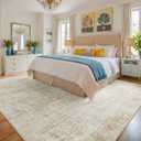 9x12 Area Rugs for Living Room Washable Rug: Anti-Skid Abstract Modern Living Room Rug Soft Thin Carpets Indoor Floor Non-Shedding Carpet for Bedroom Dining Farmhouse Nursery Home Office Beige White