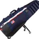 Sun Mountain ClubGlider Meridian Golf Travel Bag, 4-Wheel Rolling Retractable-Leg System, Navy-White-Red