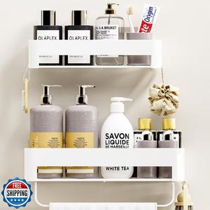 necvha Adhesive Shower Caddy, Premium Bathroom Organizer, Rustproof Metal Sho