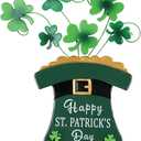 YEAHOME St Patricks Day Decorations Outdoor, Hat with Gold Clovers Decorative Garden Stakes for St Patricks Day Decor, Metal Happy St Patricks Day Yard Signs for Garden Lawn Porch