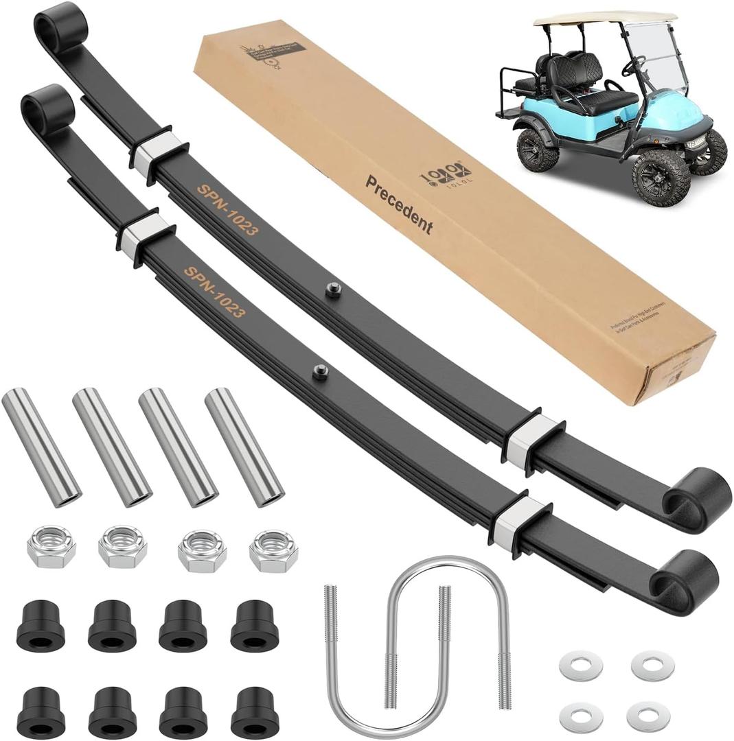 10L0L Heavy Duty Golf Cart Rear Leaf Spring Kit 4-Leaf Leaf Spring with Bushings & Sleeves Fits Club Car Precedent/Onward 2004+
