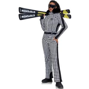 HOTIAN Women One Piece Ski Suits Slim Fit Overalls Jumpsuits Waterproof Winter Outdoor Snowboard Snow Suits (X-Large, 02houndstooth)