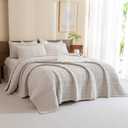 CozyTide Oversized King Bedspread 128x120,100% Cotton Oatmeal Waffle Quilt Set Oversized,3Pcs Soft Lightweight Extra Large King Coverlet Bedding Set for All Season