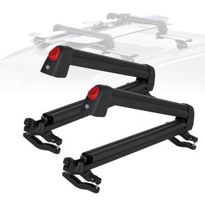 Ski and Snowboard Roof Racks, Ski Roof Racks with Anti-Theft Lock Racks Carrier for Snowboard Universal Ski Top Holder Fits for Square/Round/Aero/Oval Cross Bars, Black, Small (16.3 inch)