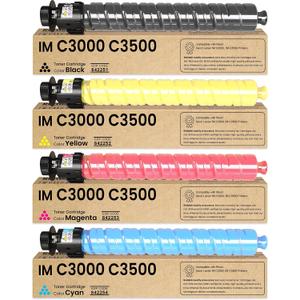 IMC3000 IMC3500 Toner Cartridges Replacement for Ricoh IM C3000 IM C3500 Toner Cartridge 842251 842252 842253 842254 for Savin Lanier IM C3000 C3500 Printer Ink 4-Pack (Black,Cyan,Magenta,Yellow)