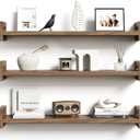 Upgraded Floating Shelves for Wall, Set of 3 Solid Wood Wall Mounted Shelves, 23.6" Rustic Walnut Display Shelf for Bedroom, Living Room, Bathroom, and Kitchen Decor - Heavy-Duty & Natural Pine