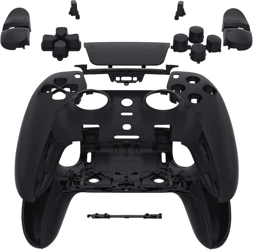 eXtremeRate Full Set Shell with Buttons Touchpad Cover Compatible with ps5 Edge Controller, Black Custom Replacement Decorative Trim Shell Front Back Plates Compatible with ps5 Edge Controller