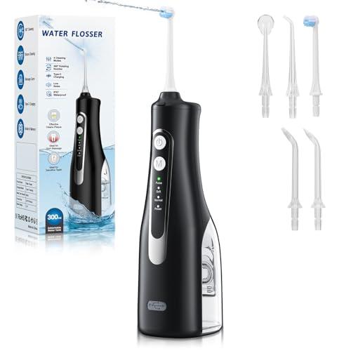 Water Dental Flosser 300ML Portable - 4 Modes Cordless Oral Irrigator - Rechargeable IPX7 Waterproof - Water Dental Piks for Cleaning for Home Travel