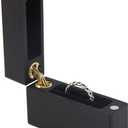 UOOOM Wood Ring Box Portable Jewelry Box Slim Jewelry Case for for Proposal Wedding Engagement Anniversary Valentine's Day (Black)