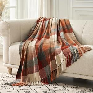 EVERGRACE Plaid Chenille Throw Blanket for Couch, Super Soft Cozy Decorative Fall Throw Blanket with Tassels for Bed Sofa Gift, Lightweight Harvest Plaid Throw Blanket for Autumn 50x60 EVERGRACE Plaid Chenille Throw Blanket for Couch, Super Soft Cozy Decorative Fall Throw Blanket with Tassels for Bed Sofa Gift, Lightweight Harvest Plaid Throw Blanket for Autumn 50x60