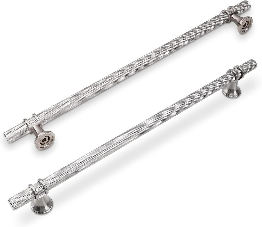 6 Pack 10 Inch Cabinet Pulls knurled Brushed Satin Nickel Kitchen Cabinet Handles Aluminum and Zinc Alloy Drawer Pulls Solid Cabinet Hardware (10'' Hole Center(254mm))
