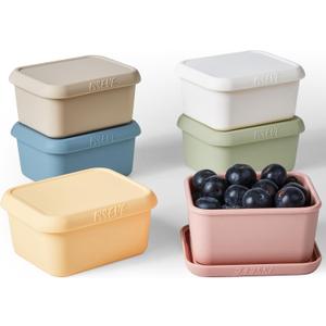 ISSEVE 8oz Silicone Snack Containers for Kids, 1 Cup Reusable Small Containers with Lids, Leak Proof Silicone Food Storage Containers, Kids Lunch Box for Daycare, School, Travel (6), 6Pack