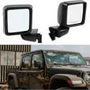 HECASA Side Mirrors Compatible with 2018-2022 Jeep Wrangler JL 2020-2022 Jeep Gladiator Black Mirror Covers Replacement for 82215138 Driver Passenger Side 2 PCS