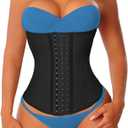 YIANNA Latex Long Torso Waist Trainer for Women Tummy Control Underbust Waist Cincher Corset Sport Girdle Body Shaper (Black 17 Steel Boned)