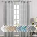 H.VERSAILTEX Elegant Natural Linen Semi Sheer Curtains for Bedroom Energy Saving Easy Care Privacy Protection Nickel Grommet Window Panels/Drapes for Living Room (Set of 2, 52x84-Inch, Grey)