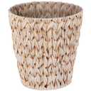 Boho Wicker Trash Can with Lid,Waterproof Bathroom Trash Can Hand Woven Wicker Waste Baskets for Kitchen Office Bedroom (3Gallons, Polypropylene)