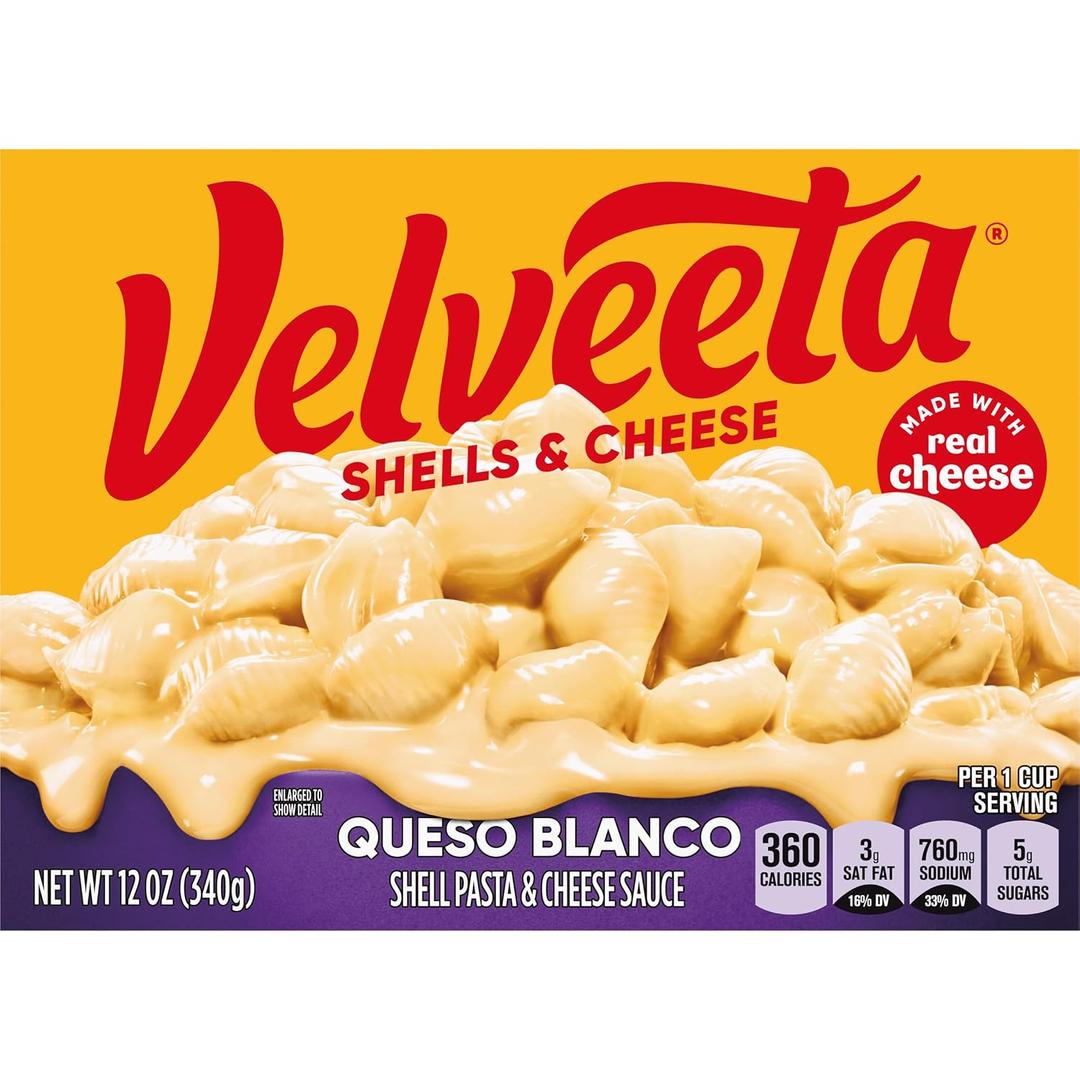 Velveeta Shells and Cheese Mac and Cheese Dinner, Queso Blanco, 12 oz (EXP 02/04/26)