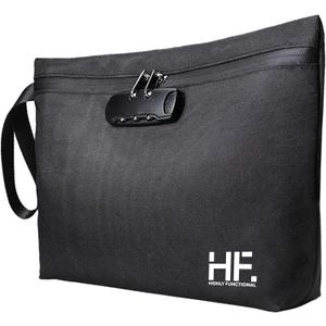 Secure Money Travel Bag with Zipper, Multiple Pockets and Combination Lock Close (Black)