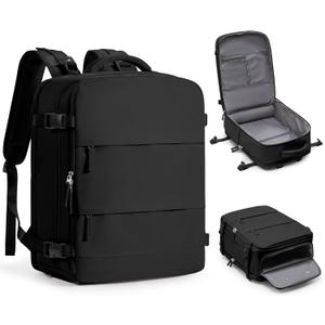 coofay Large Black Travel Backpack Carry on Flight Approved Mochila De Viaje Personal Item Backpack for Airlines Frontier Airlines Personal Item Bag Large Backpack for Travel Backpacks for Men Women (X-Large, A-black)