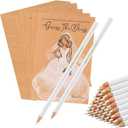 Fulmoon 50 Packs Guess The Dress Bridal Shower Games for Guests Include Wedding Shower Games Cards and Water Soluble Pencils Fun Wedding Decorations Party Supplies Games Ideas(Brown)