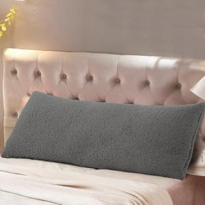Reafort Sherpa Body Pillow Cover 21" x 54", Plush Fleece Long Body Pillowcase with Zipper Closure, Ultra Soft Fluffy Cozy Decorative Pillow Cover (21"x54" Body Pillow Cover,Charcoal Grey)
