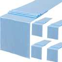 5 Pack Baby Blue Table Runners 14 x 108 inches Long Baby Blue Silk Satin Table Runner for Wedding Banquet Birthday Summer Party