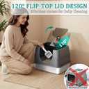 Stainless Steel Enclosed Litter Box with Lid,Covered Litter Box,Grey, Size: 18.9"L x 15"W x 13.7"H