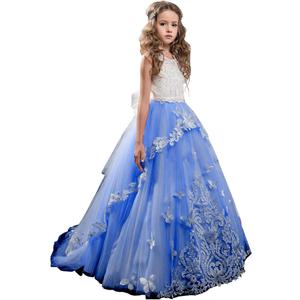 Flower Girl Dress Kids Lace Beaded Pageant Ball Gowns (Size 2, Royal Blue)