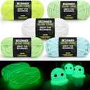 5x50g Glow in The Dark Yarn Set for Crocheting and Knitting; 5x51m (60yds) Yarn for Beginners with Easy-to-See Stitches; Worsted-Weight Medium #4; Beginners Crochet Kit