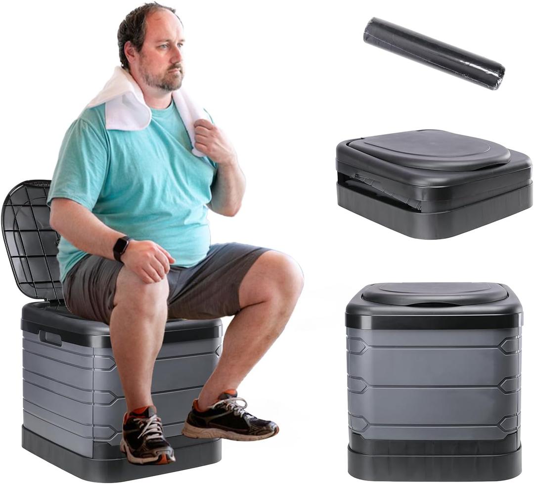 Upgrade XXXL Portable Toilet for Camping, Extra Large Folding Toilet for Adults, Travel Potty for Camping, Hiking, RoadTrip, Car, Tent, Truck Drivers, the Aged