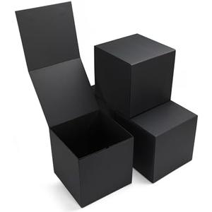 Ditwis 4 Pack 8x8x8 Inches Gift Boxes with Magnetic Closure Lids, Black Magnetic Box for Wedding, Groomsmen Bridesmaid Proposal, Birthdays, Mother's Day