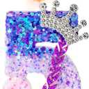 Sumind Kpop Birthday Number Candles, Purple Pink Birthday Candles for Cake, Glitter Number Cake Topper with Sequins for Celebrating Anniversary Theme Decorations(Braid Crown,5)