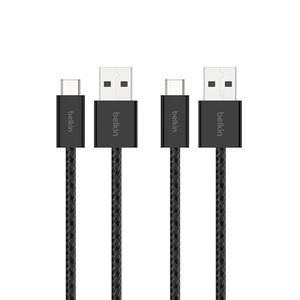 Belkin USB A to USB C Cable 2-Pack, 3.3ft, 15W - Type C Charger, iPhone Charger Cord, Soft, Braided, Flexible for iPhone 17 & 16, Galaxy S25, Pixel 10, iPad Pro, Airpods Pro, Switch & More - Black