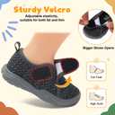 FEETCITY Baby First Walking Shoes Boys Girls Infant Shoes Toddler Sneakers Anti-Slip Newborn Crib Shoe BlackGrey (Gray)