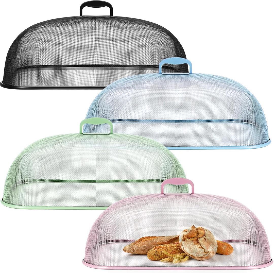 Hicarer 4 Pcs Metal Mesh Screen Food Cover for Outdoors Set Large 18.5 Inch Mesh Food Tents for Outdoor Mesh Food Covers Picnic Food Covers for Indoor Plate (Black, Blue, Green, Pink) Hicarer 4 Pcs Metal Mesh Screen Food Cover for Outdoors Set Large 18.5 Inch Mesh Food Tents for Outdoor Mesh Food Covers Picnic Food Covers for Indoor Plate (Black, Blue, Green, Pink)
