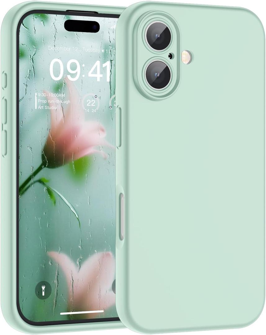 2 x SUPFINE Designed for iPhone 16 Plus Case,Premium Liquid Silicone with [Soft Anti-Scratch Microfiber Lining][Upgraded Camera Protection] Slim Shockproof Phone Case for Men Women Girls,Aquamarine