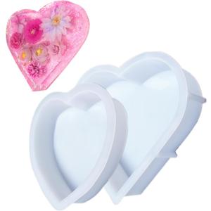 Heart Resin Molds,8.6in 7.2in Large Heart Silicone Mold, Large Resin Mold Deep Epoxy Resin Molds for Flowers Bouquet Preservation