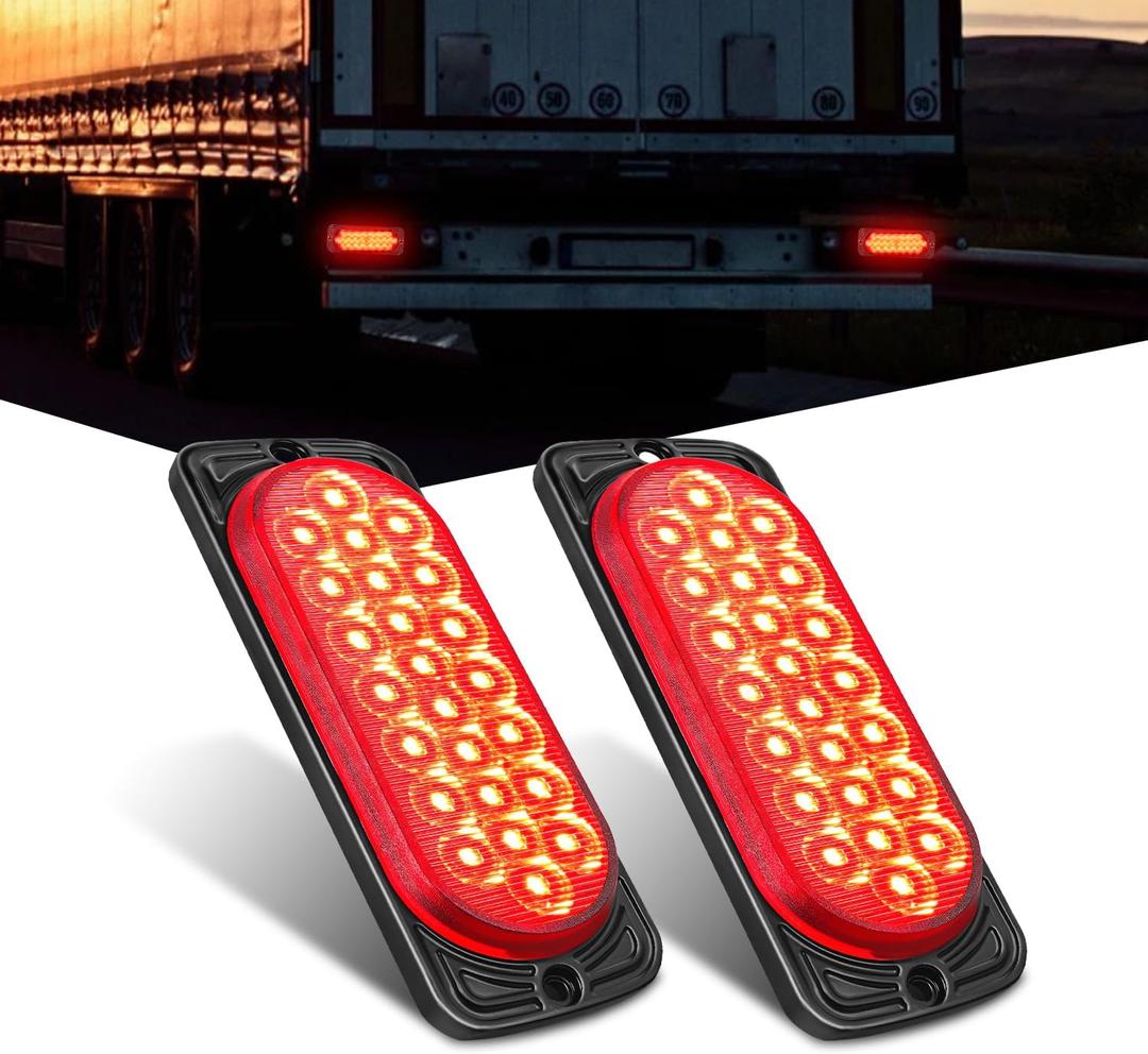 Nilight 5.5" Aluminum Housing Tail Light 2 PCS 24 LED Red Brake Lights | Marker Lights Surface Mount IP67 Waterproof For 10-30V RV Camper Trailer Truck Bus Boat